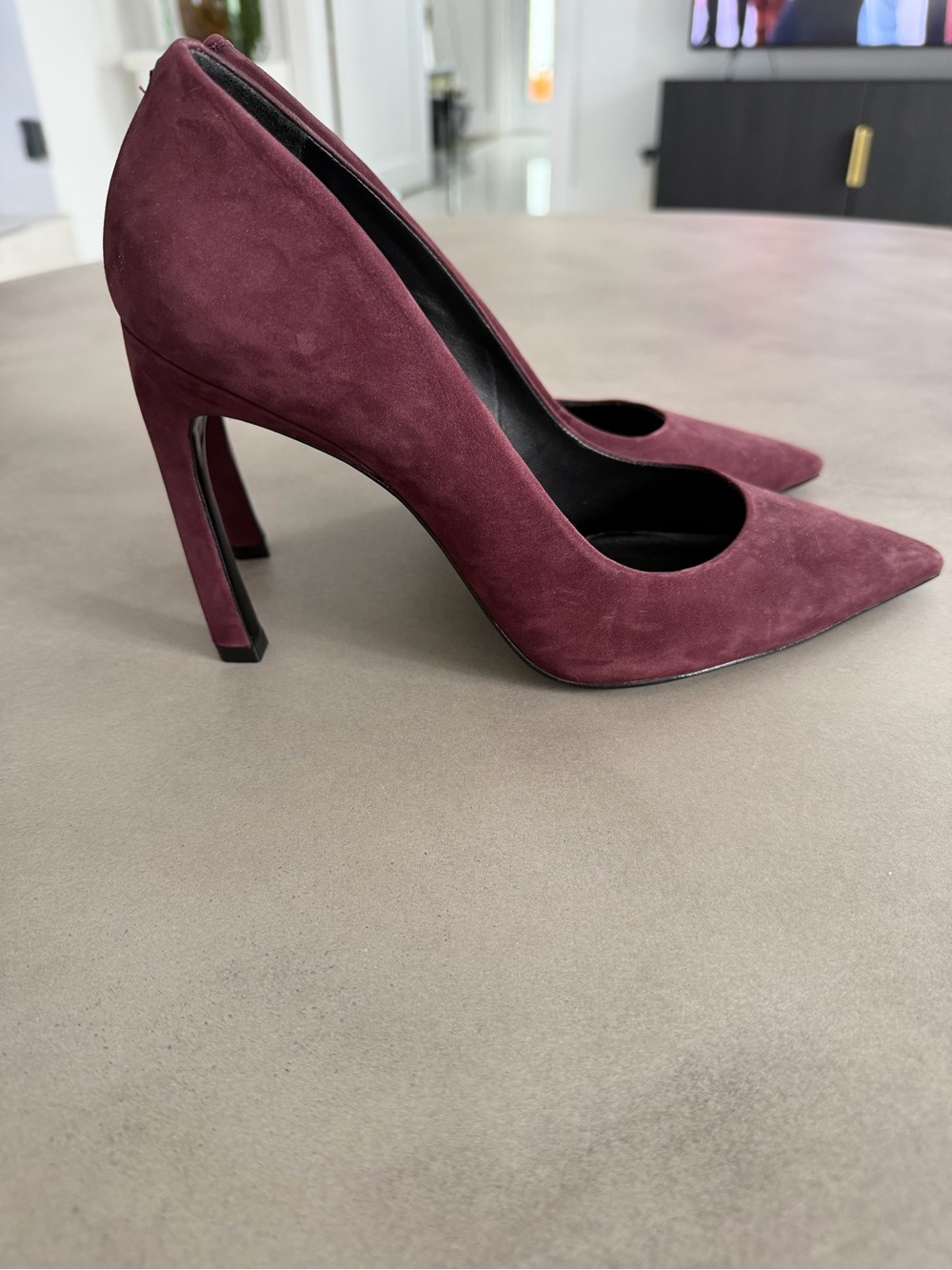 SCHUTZ Pointed-Toe Suede Pumps in Plum - Picture 2 of 6